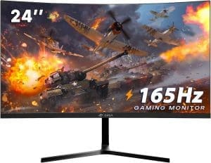 CRUA 24 Zoll Curved Gaming-Monitor 180 Hz|165 Hz|144 HZ|1080P|PC Monitor Computer 100% sRGB-Farbumfang kompatibel FreeSync G-sync|Rahmenlos|HDMI|DisplayPort,VESA-Wandmontage, Schwarz