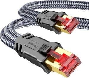 Cat 8 LAN Kabel 3meter, Snowkids 40Gbps Netzwerkkabel 2000MHz Gigabit Hochgeschwindigkeits Ethernet Kabel flaches S/FTP RJ45 Kabel Internet Patchkabel kompatibel mit Laptop Router Modem Switch TV