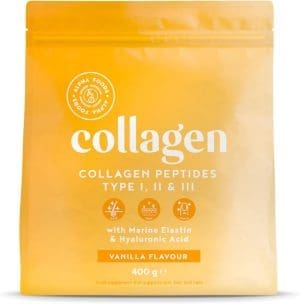 Collagen Pulver (400g) | Premium Kollagen Hydrolysat | Peptide Typ 1, 2 & 3 | Hochdosiert Kollagenpulver mit Hyaluronsäure und Elastin | Vanillegeschmack | in Deutschland hergestellt | Alpha Foods