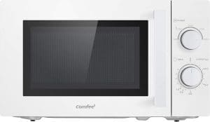 Comfee CMSN 20 wh Mikrowelle / Solo-Mikrowelle mit 5 Leistungsstufen/ Innenbeleuchtung/ easy Defrost/360°Drehteller / Zwei Drehregler/20L/700W/ Weiß, Mechanisch