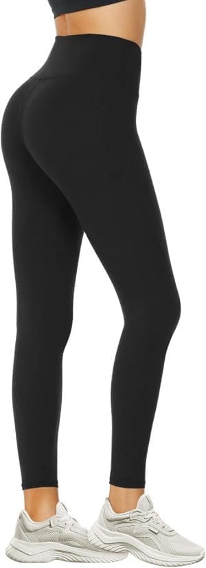 DDOBB Leggings Damen High Waist Sportleggins Lang Schwarz Leggins Blickdicht Bauchweg Sporthose Elastic Yogahose Gym Festival Outfit