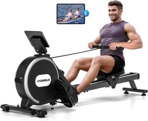 DMASUN Rudergerät für Zuhause, Magnetisches Rudergerät mit Upgrade Doppel-Slide-Rails, APP-Verbindung, 16 Widerstandsstufen, LCD-Datenanzeige, ideal für Cardio-Training, Belastbar bis 160kg