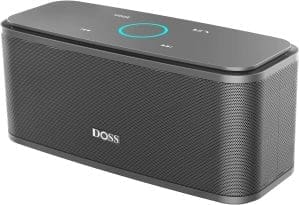 DOSS Bluetooth Lautsprecher, SoundBox Musikbox, mit Bluetooth 5.0, Dualen Bass-Treibern, 20H Spielzeit,Touch Control, IPX5 Wasserdicht, Bluetooth Box für Handy, zuhause, Garten, Reise - Grau