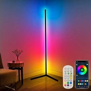 DeeprBling LED Stehlampe Wohnzimmer, 165 cm Ecklampe, RGB dimmbar mit Fernbedienung und App, 16 Millionen Farben, Musikmodi, DIY-Modus & Timing-Funktion für Schlafzimmer, Spielzimmer, Büro, Lesen