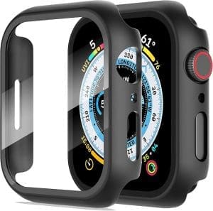 Diruite 2-Stück Hülle für Apple Watch Series 6/5/4/SE 40mm Hartglas Schutzhülle,Hard PC Ultradünne Glas Schutz Case Rundum Displayschutz für iWatch 40mm Schutzhülle