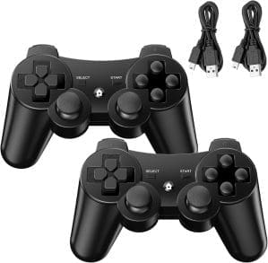 Diswoe Controller für PS-3, 2er Pack Wireless Controller für Play-Station 3 mit Dual Shock, Gyro Axis, Bluetooth Controller, wiederaufladbarer Remote-Gamepad-Joystick mit 2 Ladekabeln