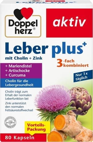 Doppelherz Leber plus – Mit Cholin als Beitrag zum Erhalt der normalen Leberfunktion sowie eines normalen Fettstoffwechsels – 80 Kapseln