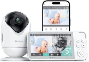 Dr.Care VistaView Smart WLAN Babyphone mit Kamera, 5” 1080P HD, 2K Kamera, App-Steuerung, Bewegungs- & Weinen-Alarm, Nachtsicht, 5000mAh, Zwei-Wege-Audio, 390m Reichweite