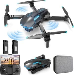 Drohne mit Kamera 1080P für Kinder und Erwachsene mit Lichtern, Faltbar Quadcopter mit WiFi-Übertragung, Lange Flugzeit, One Key Start/Landen, Anfänger Drohne Spielzeug Geschenke für Jungen Mädchen