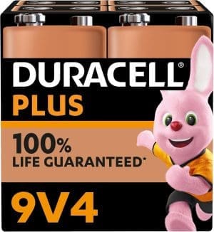 Duracell Plus 9V Blockbatterie, 4 Stück, 9 Volt Batterie ideal für Rauchmelder, Feuermelder