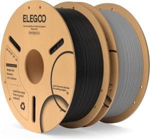 ELEGOO PLA Filament 1,75mm Schwarz Grau 2KG, 3D Drucker Filament Maßgenauigkeit +/- 0,02 mm, 2kg Pappspule (4,4lbs) Filament-3D-Druckmaterialien Passt für die meisten FDM 3D-Drucker