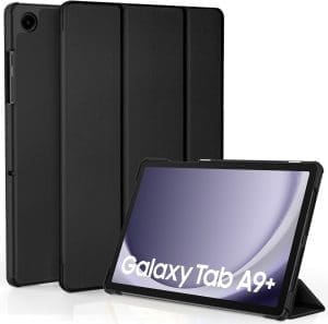 EasyAcc Hülle für Samsung Galaxy Tab A9+/ A9 Plus 11 Zoll 2023 SM-X210/ X215/ X216, Schutzhülle Ultradünnes PU Leder mit Standfunktion und Auto Wachen/Schlafen Hülle Case, Schwarz