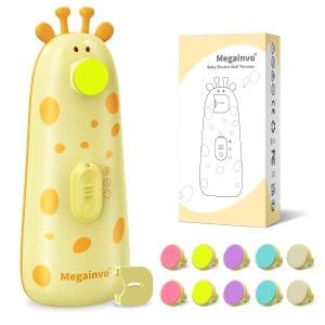 Elektrische Nagelfeile Baby Nagelpflegeset Elektrisch Nagelpflege Nageltrimmer Nagelschere Nageltrimmer Nagelfeile Maniküre & Pediküre Set für Neugeborene Baby mit Licht, Gelb