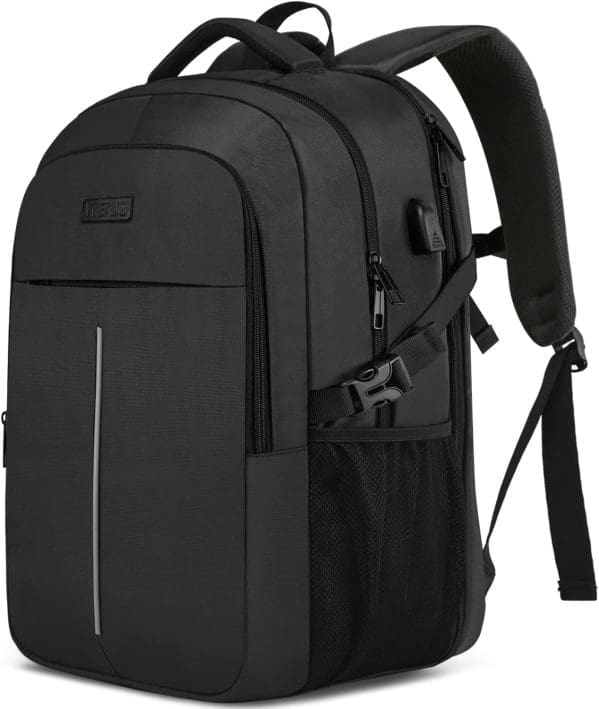 Extra großer Rucksack Herren, 55 l, 18,4 Zoll Laptop für Schule, Arbeit, mit USB-Ladeanschluss, wasserdicht, Geschäftsreise, Notebook-Tasche, Schulrucksack für Männer, Frauen, Jungen, Teenager, Schwarz