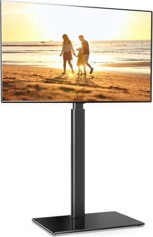 FITUEYES TV Ständer TV Bodenständer Standfuß Fernsehstand höhenverstellbar schwenkbar für 32 bis 60 Zoll Flach & Curved Fernseher bis zu 30kg Max.VESA 600 * 400 Schwarz