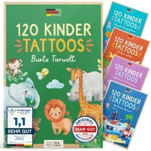 Famifidus 120 hautfreundliche Kinder Tattoos II Dermatologisch SEHR GUT I Kindertattoos MADE IN GERMANY I Tattoo Kinder I Unsere Tattoos für Kinder