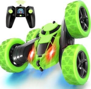 Ferngesteuertes Auto, 90 Min Spielzeit, 2,4 GHz Doppelseitig 360° drehbare RC Stunt Crawler mit Scheinwerfern, 4WD Off Road Drift RC Auto Spielzeug Geschenke für Jungen 6-12 Grün