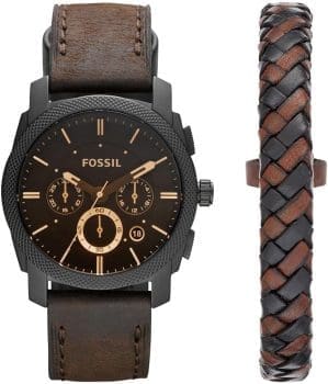 Fossil Machine Uhr für Herren, Chronographenwerk mit Edelstahl- oder Lederarmband