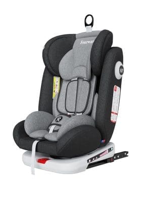 Fourward Baby Autositz 360° drehbar | ISOFIX | Ruheposition | Gruppe 0+1/2/3 | 9-36 kg | Kindersitz mit 5-Punkt-Sicherheitsgurt | Komfortabler Kinderautositz | Hohe Sicherheit | Schwarz