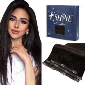 Fshine Clip in Haarverlängerungen 30cm Menschliches Haar 3 Stücke Clip in Extensions Echthaar Dunkelbraun Für Frauen Brasilianisches Haar 50g in der Farbe 2