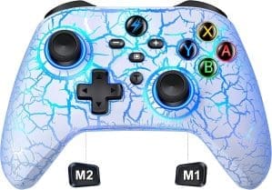 GAMSINGY Switch Controller, Wireless Controller Switch mit präziser Bewegungssteuerung/Dual Motors Vibration/Turbo/Makro/Aufwecken Funktion, Cooler RGB Controller für Switch/Lite/OLED