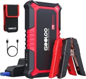 GOOLOO GP2000 Auto Starthilfe Powerbank, 2000A Spitze Starthilfe, Supersafe 12V Booster Auto Starthilfe, Tragbare Auto Starthilfe mit Intelligentes Starthilfekabel, für 8.0L Benzin und 6.0L Diesel