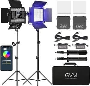 GVM LED Videoleuchte mit stativ, APP Steuerung 800D RGB Videolicht LED, 3200K-5600K RGB videokonferenz licht für Studio YouTube Fotografie led dauerlicht Fotografie, fotolicht, led Video Beleuchtung