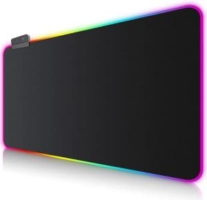 Gaming Mauspad RGB Mousepad 900x400mm XXL Extra Groß mit 14 Beleuchtungs Modi 7 LED Farben Wasserdicht Anti Rutsch für Computer PC Laptop Tastatur Professionelle Gamer, Schwarz