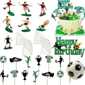 Gfamous 22 Stück Fußball Kuchen Deko Set, Kinder Fußball Kuchen Deko, Kinder Fußball Kuchen Deko, Cake Topper Geburtstag für Jungen Geburtstagsfeier