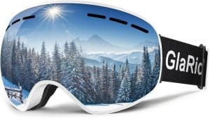 GlaRid Skibrille, Snowboard Brille für Brillenträger Herren Damen, OTG Ski Goggles Rahmenlose Schneebrille Anti-Fog 100% UV400 Schutz