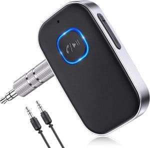 Glangeh Bluetooth-Adapter Auto, verbesserte Bluetooth 5.0-Rauschunterdrückung, 3,5-mm-Aux-Bluetooth-Adapter, 16 Stunden Standby-Bluetooth-Adapter Aux für Auto-Audiosystem, Kopfhörer, Lautsprecher, Stereo-Leistungsverstärker