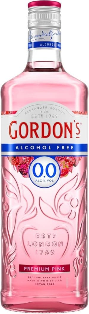 Gordon's Premium Pink 0,0 % Alkoholfrei | Gin-Alternative | Erfrischend lecker | Himbeer- und Erdbeergeschmack | 0,0 % vol | 700 ml Einzelflasche |