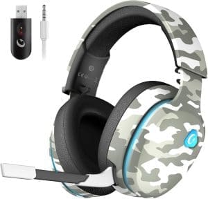 Gvyugke Gaming Headset Wireless, Gaming Kopfhörer Kabellos mit abnehmbarem 3D-Stereomikrofon, Bluetooth 5.2 Headset, Gaming Headset für PS5 PS4 PC, Switch, Mac