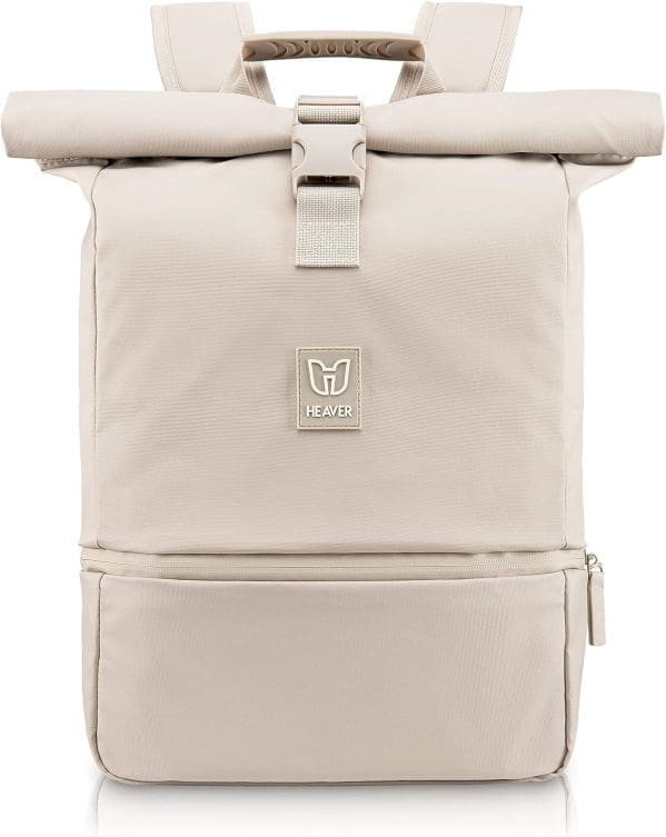 HEAVER® Rolltop-Rucksack für Damen und Herren, Rucksack mit Laptopfach, einfarbiger Rucksack, Damen-Rollrucksack, lässige Tagesrucksäcke, Damen-Laptop-Rucksack, wasserabweisend, wasserdichter Rucksack,