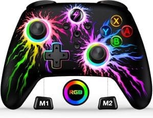 HELLCOOL Switch Controller – Kabelloser Controller für Switch/Lite/OLED Konsole – Switch Controller mit coolem RGB-Look, programmierbare/Turbo/Aufwachfunktion, präzise Joysticks, Dual-Motor-Vibration