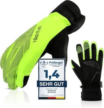 HIKENTURE Winterhandschuhe, Wasserdichte Fahrradhandschuhe Winter Herren Damen, Winddichte Skihandschuhe Fahrradhandschuhe mit Langlauf Gel Gepolstert Männer Frauen, Outdoor Thermo Handschuhe Laufen