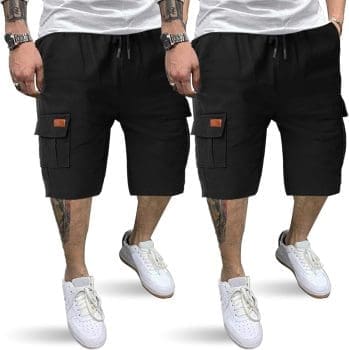 HMIYA Kurze Hosen Herren Cargo Shorts Baumwolle Bermuda Shorts Sommer Cargohose Herren kurz mit Taschen