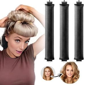 Heatless Curls Band,Neu Lockenwickler über Nacht 3 Stück Overnight Blowout Locken Ohne Hitze Diy Overnight Curls Gummi Hitzefreier Lockenwickler Locken üBer Nacht für Mittleres Langes Haar (Schwarz)