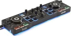 Hercules DJControl Starlight – Tragbarer 2-Deck DJ-USB-Controller mit 8 Pads, Serato DJ Lite Software, für PC und MAC