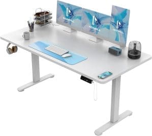 Homall Höhenverstellbarer Schreibtisch 140x70 cm, Schreibtisch Höhenverstellbar, Elektrischer Schreibtisch mit vierteiliger Tischplatte, Computertisch mit Memory-Funktion, Standing Desk