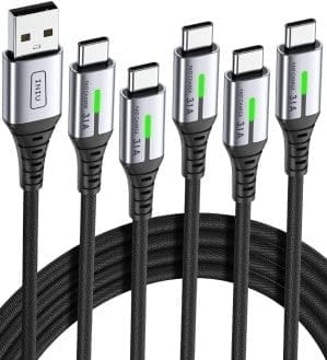 INIU Ladekabel USB C, (5 Stück) 3,1A USB C auf USB Kabel, QC3,0 USB-C Schnellladekabel Nylon Typ C Datenkabel für iPhone 16 15 Pro Samsung Galaxy S21 S20 S9 Pixel 7 6 Xiaomi usw (1m+1m+2m +2m+0,5m)