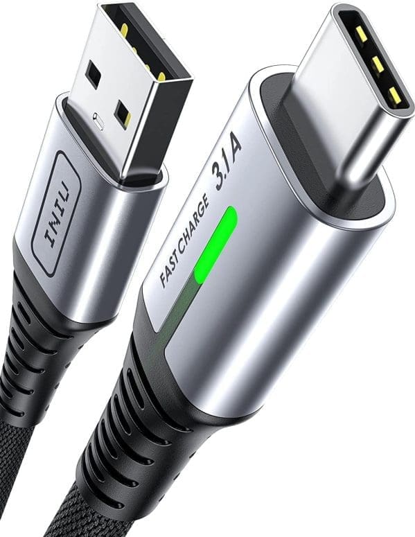 INIU USB C Kabel 2m, Typ C 3,1A Handliches Ladekabel USB auf USB C Schnellladekabel, Nylon USB-C Aufladekabel Lang für iPhone 16 15 Pro Samsung Galaxy S21 S20 S10 Note 10 Google Pixel 7 6 Xiaomi usw.