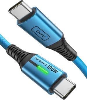 INIU USB C Kabel, Ladekabel USB C (2m BLAU) Typ C Schnellladekabel Nylon USB A auf USB-C Handliches Datenkabel für iPhone 16 15 Samsung S22 S21 Note 10 Google Pixel 7 iPad Pro Huawei Xiaomi usw.