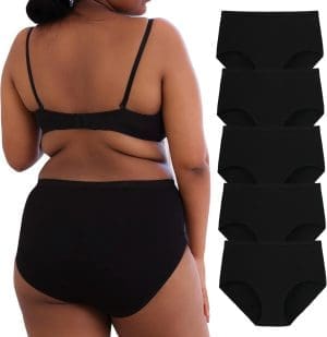 INNERSY Damen Große Größen Höschen Baumwolle Hohe Taille Slips Maxi Unterwäsche 5er Pack