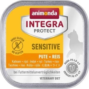 INTEGRA PROTECT Katzenfutter nass Sensitive Pute + Reis (16 x 100g), vom Tierarzt empfohlen bei Futtermittelallergie, mit Veterinären entwickeltes Ergänzungsfutter für erwachsene Katzen von animonda