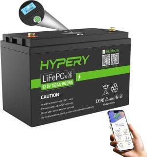 Intelligente 12V 150Ah LiFePO4 Batterie mit Bluetooth, LED-Display, Startschalter und BMS, perfekte Lithium Batterie für Wohnmobile, Golfwagen, Boote und Energiespeicher zu Hause