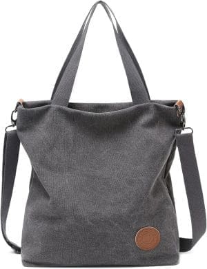 JANSBEN Damen-Handtasche aus Segeltuch, Umhängetasche, lässig, multifunktionale Umhängetaschen, groß, für Arbeit, Schule, Einkaufen, Freizeit und Alltag, grau, lässig