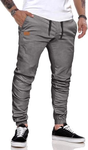 JMIERR Herren Hose Chino Cargo Hose Jogginghose Herren Baumwolle Sporthose Casual Freizeithose Elastische Taille mit Kordelzug Sweatpants Herren mit Taschen