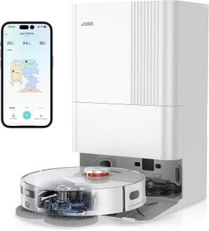 JONR P20 Pro Saugroboter mit Wischfunktion und Hubmop, 8000Pa All-in-One Reinigungsstation, Hindernisvermeidung, Adaptive Kantenreinigung, Heißlufttrocknung