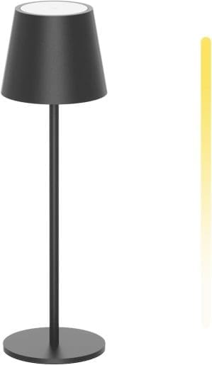 K-Bright LED Dimmbare Akku-Tischlampe, kabellos, wiederaufladbar, 3000 K/4000 K/6000 K, drei Farbtemperaturen, Tischlampe mit USB-C, IP54 wasserdicht, Dunkelgrau